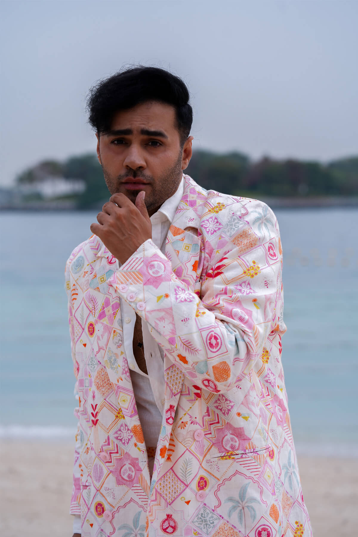 Printed Linen Blazer Set