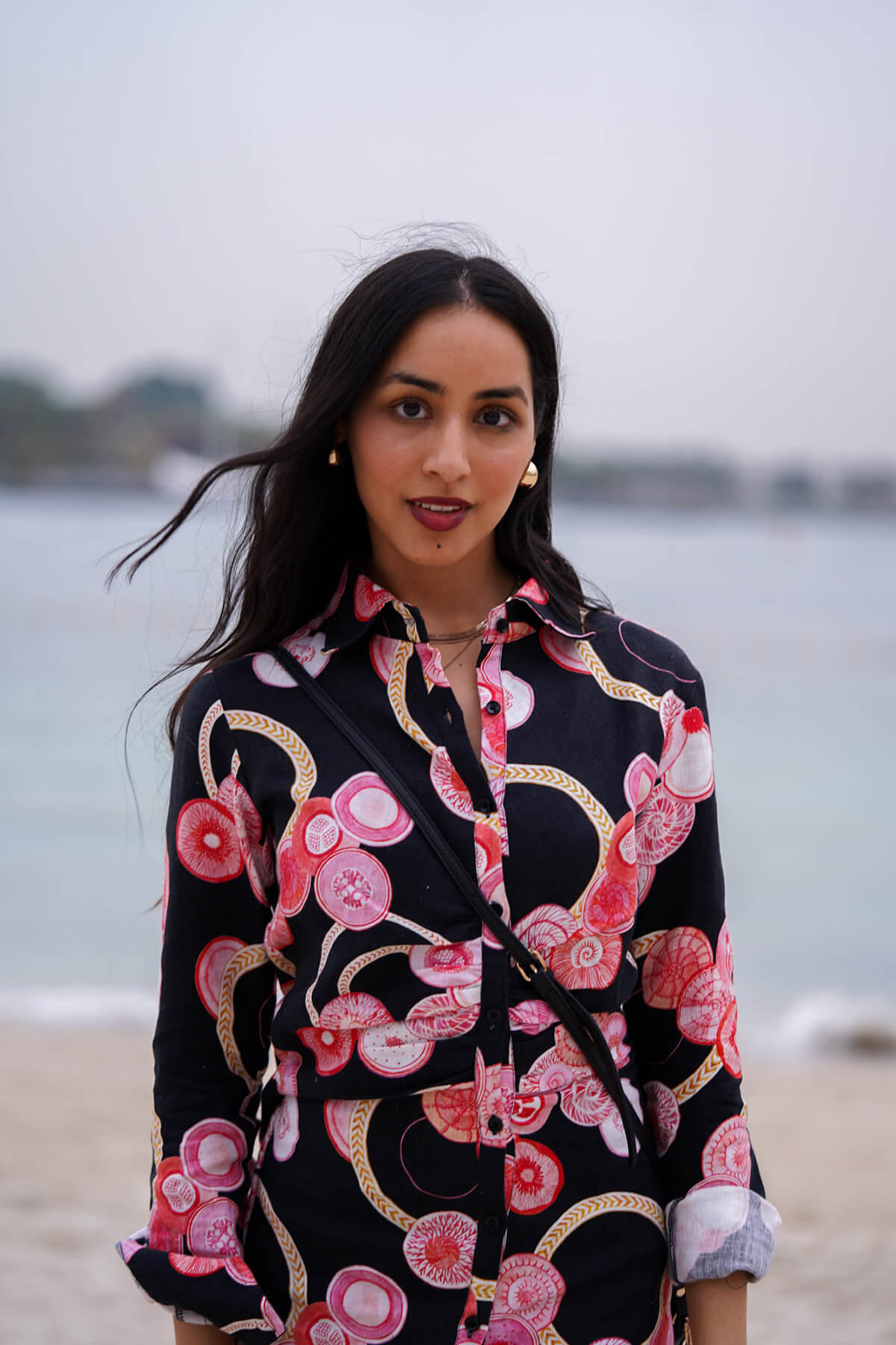 Black Linen Button Dress