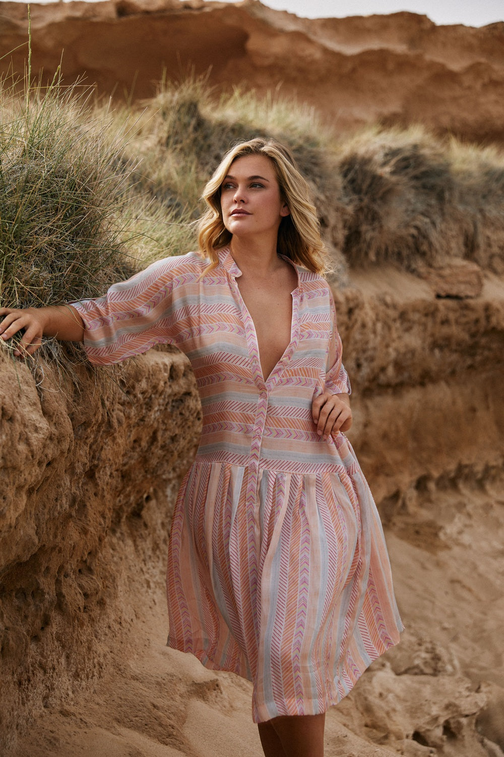 Stripes Pleated Dress