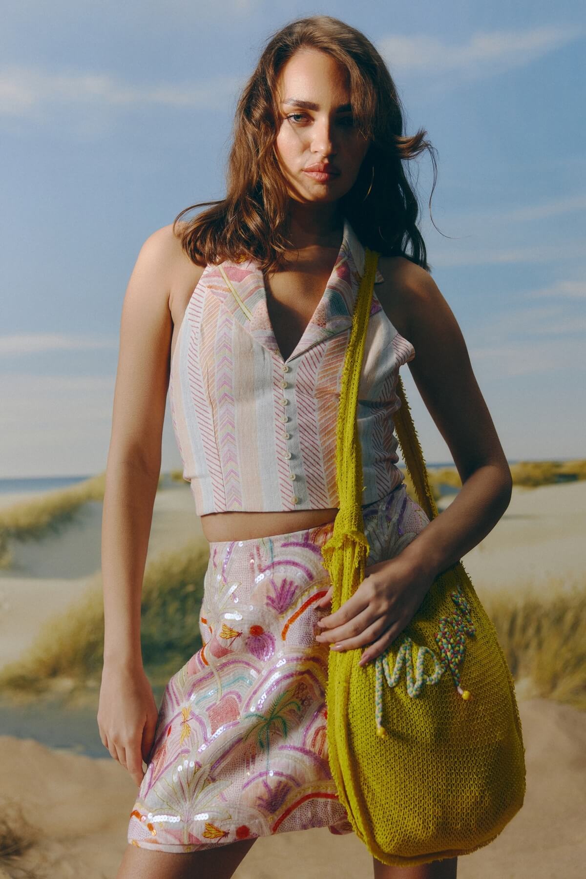 Embellished Linen Skort