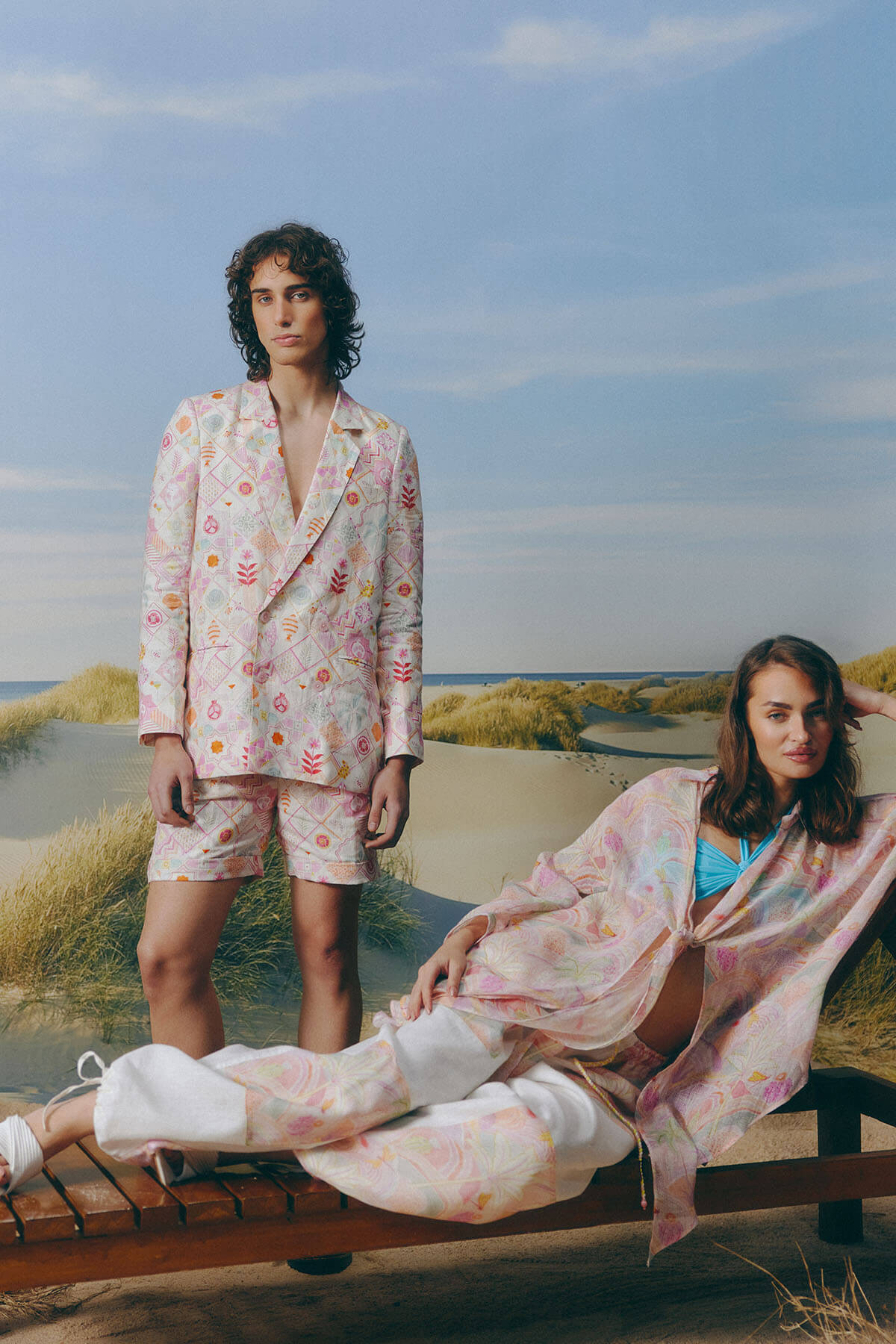 Printed Linen Blazer Set