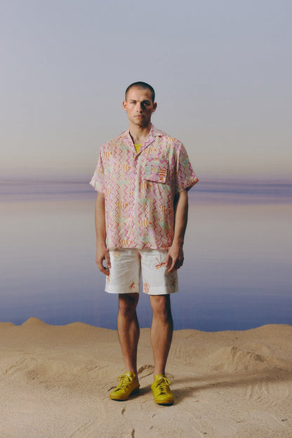 Satin Embroidered  Shirt