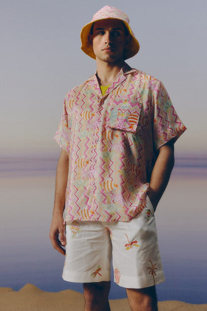 Satin Embroidered  Shirt