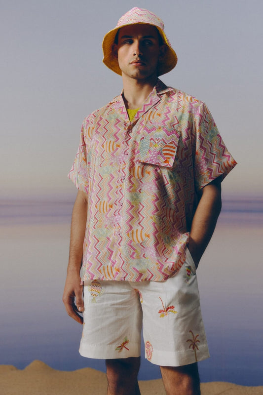 Satin Embroidered  Shirt