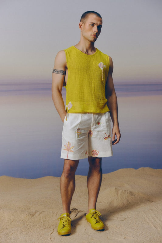 Linen Embroidered Shorts