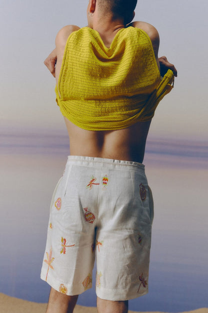 Linen Embroidered Shorts
