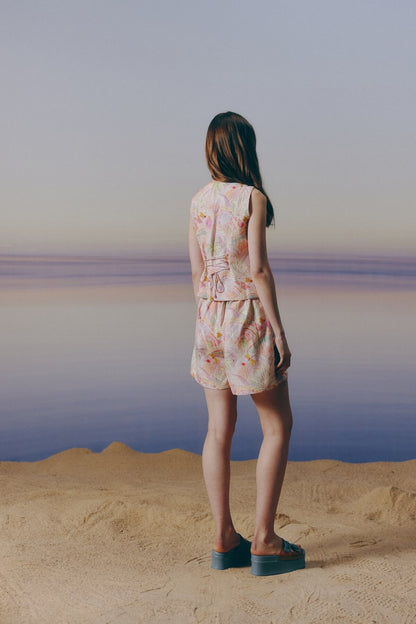 Embellished Linen Skort
