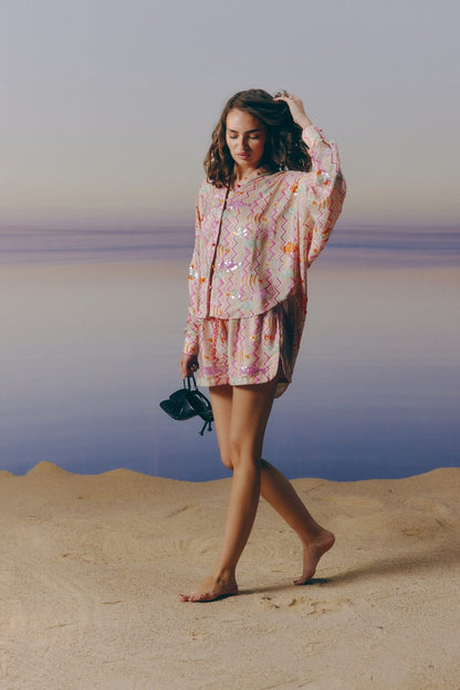 Embellished Shirt and Shorts