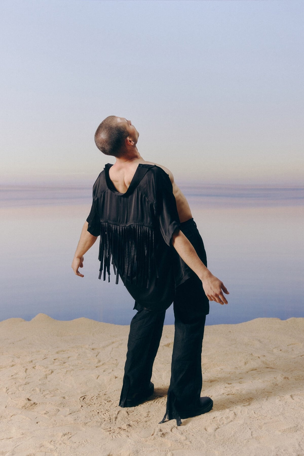 Black Fringes Satin Shirt