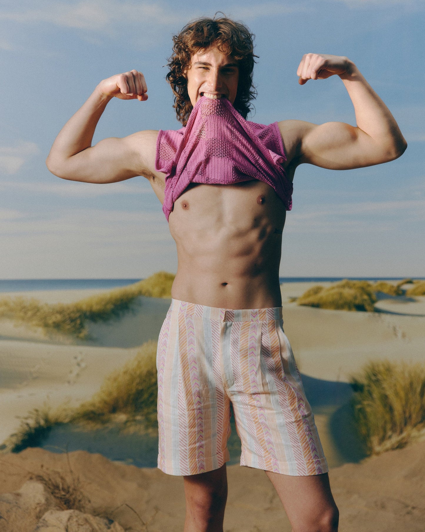 Printed Linen Shorts